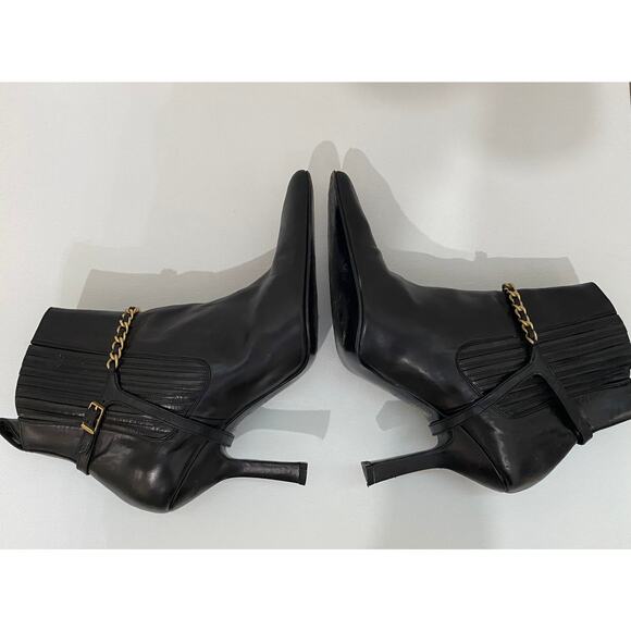 Vintage 90's Chanel Black Leather Pointed Toe Boots - Picture 5 of 7